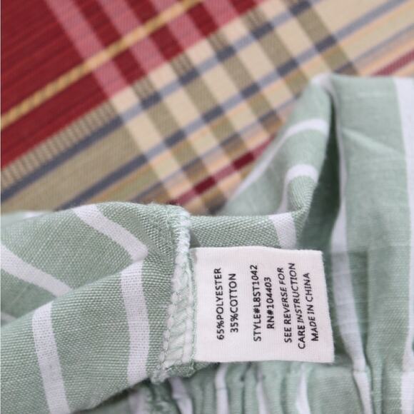 Lydelle Green White Striped Peplum Blouse Women’s Medium - Picture 6 of 6